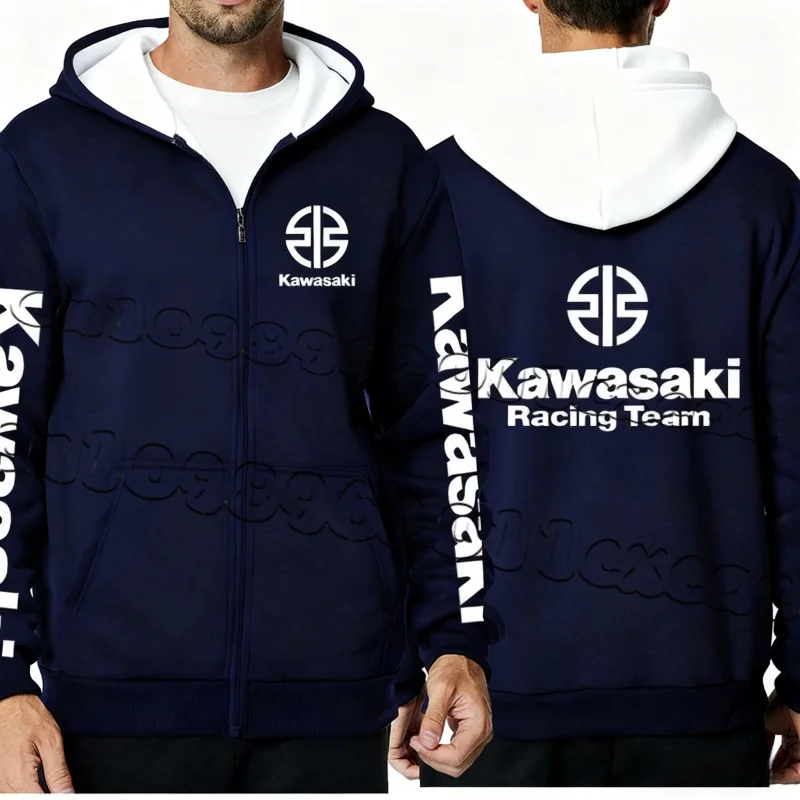 

Kawasaki Minimalist Zipper Hoodie Autumn and Winter New Minimalist Jacket Men's Motorcycle Running Sports Casual Top