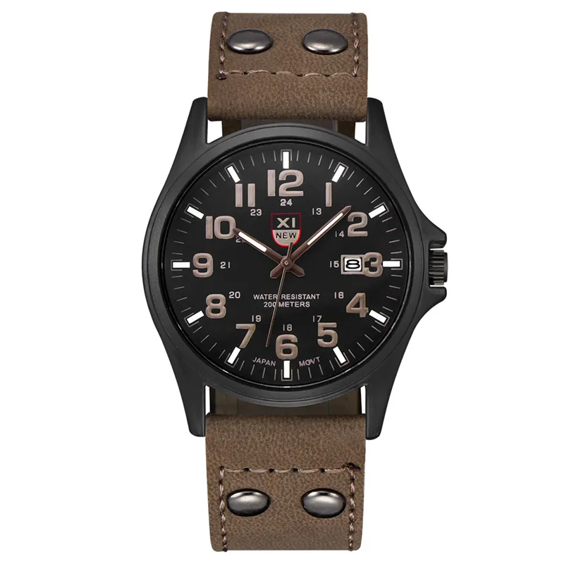 XINEW-Reloj deportivo de cuarzo para Hombre, cronógrafo auténtico de marca, Barato, con correa de cuero, a la moda, con calendario, 2024