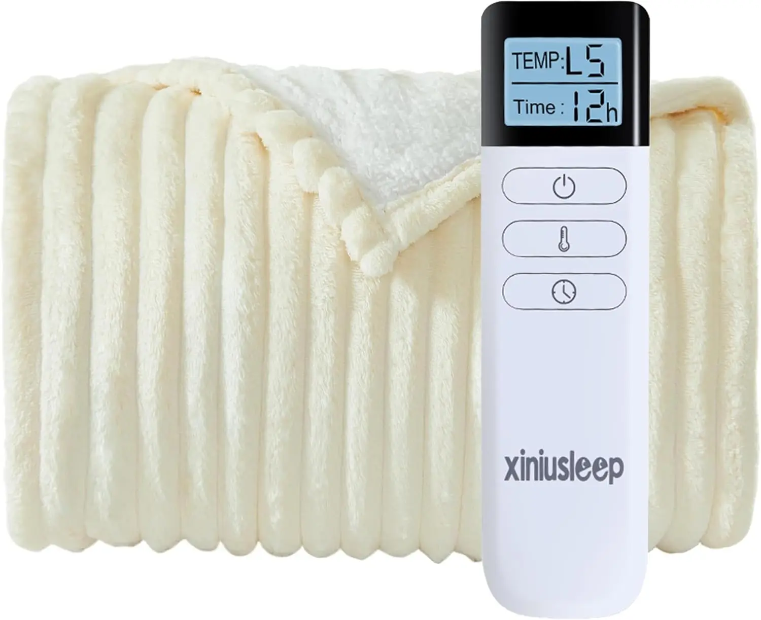 

62"x84" Heated Blanket, Soft Flannel Sherpa Electric Throw with 5 Heat Levels & 12H Timer, Overheat Protection, Machine Washable