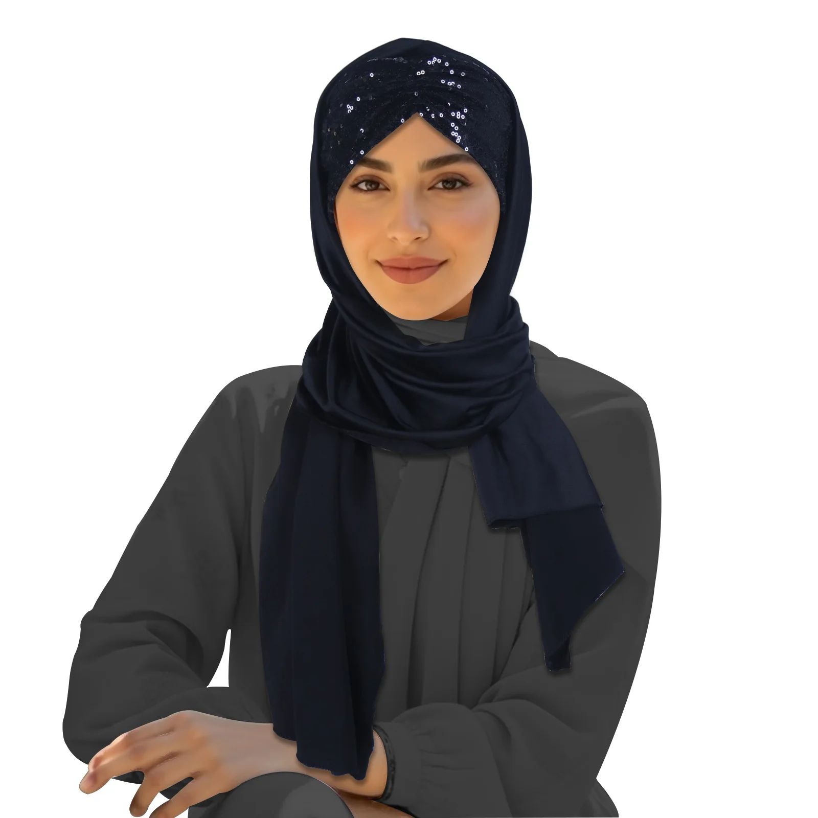 

Fashion Muslim Women Instant Scarf Sequin Hijab Turban Pull On Headscarf Ramadan Islam Pray Hijabs Niqab Nikab Pull On Head Wrap
