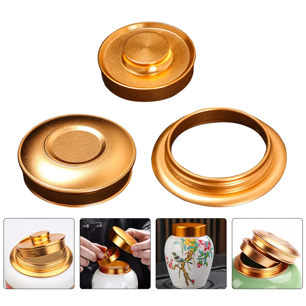 

1Set Alloy Tea Jar Lid Wear-Resistant Sealing Convenient Household Tea Pot Cover Home Accessory Home Accessory