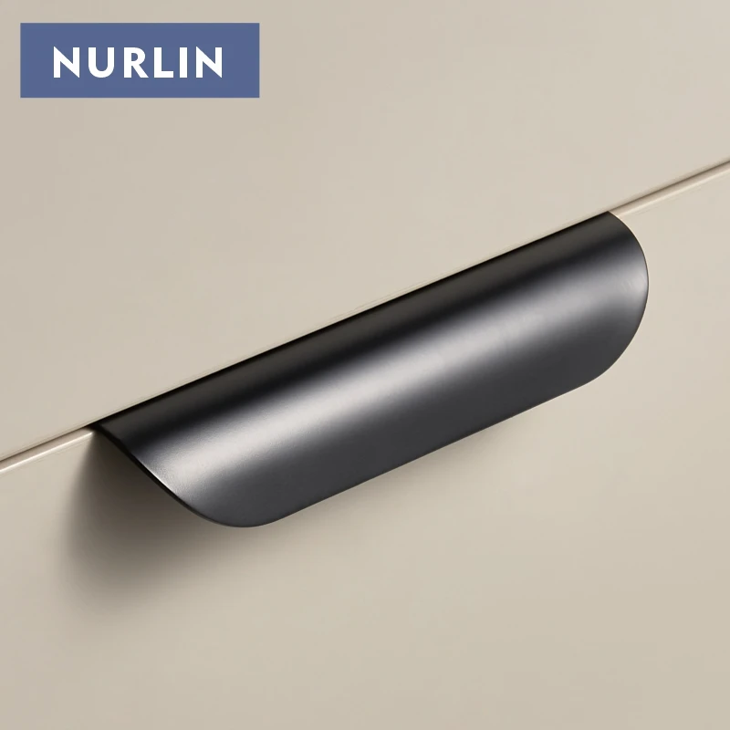 

Nurlin латунная складная ручка с коротким краем, выдвижной ящик, корпус мебельного шкафа, изогнутая ручка, черная