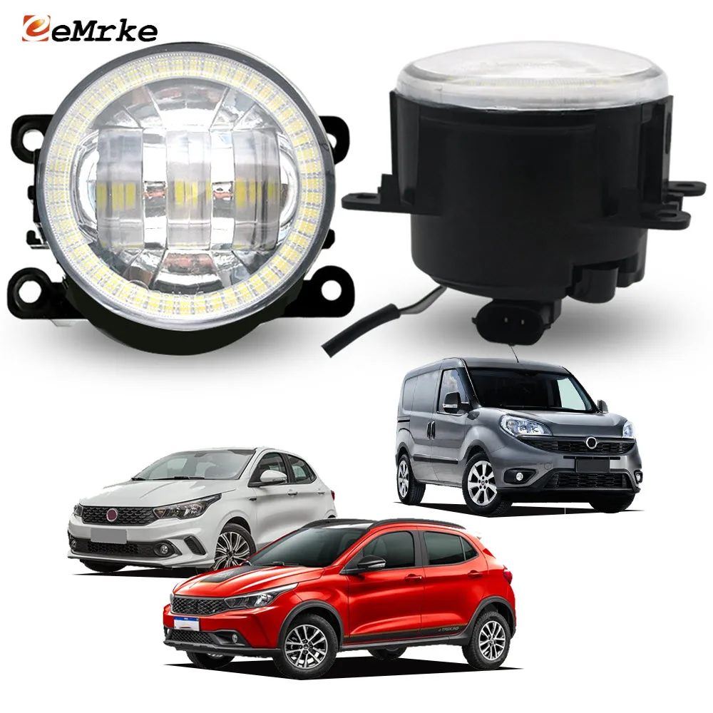 

LED Car Fog Lights Assy with Lens for Fiat Argo Type 358 Doblo Pratico 2015-2022 Angel Eyes DRL Ring PTF Daytime Running Lamp
