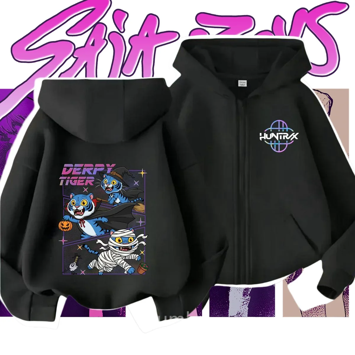 

Girls Anime Kpop Demon Hunters Zipper Hoodie Autumn Rumi Warm Soft Sweet Print Boys Hooded Sweatshirt​