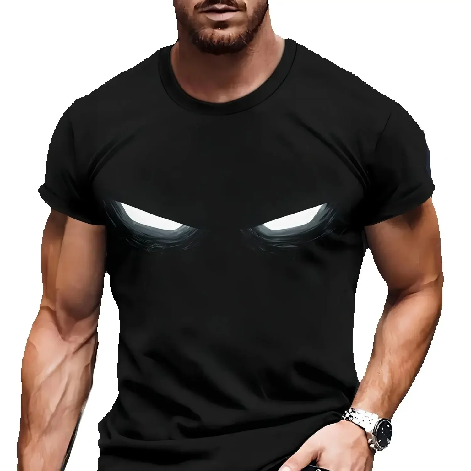 

Men's Graphic Eyes Print T Shirt Fashion Black Short Sleeve Casual Top Trendy Apparel For Daily Wear