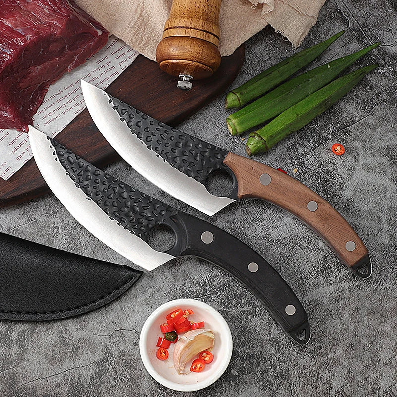 

TJ POP High Carbon Stainless Steel Kitchen Knives Forged 6 Inch Boning Knife With Leather Sheath Sharp Meat Butcher Chef Knife