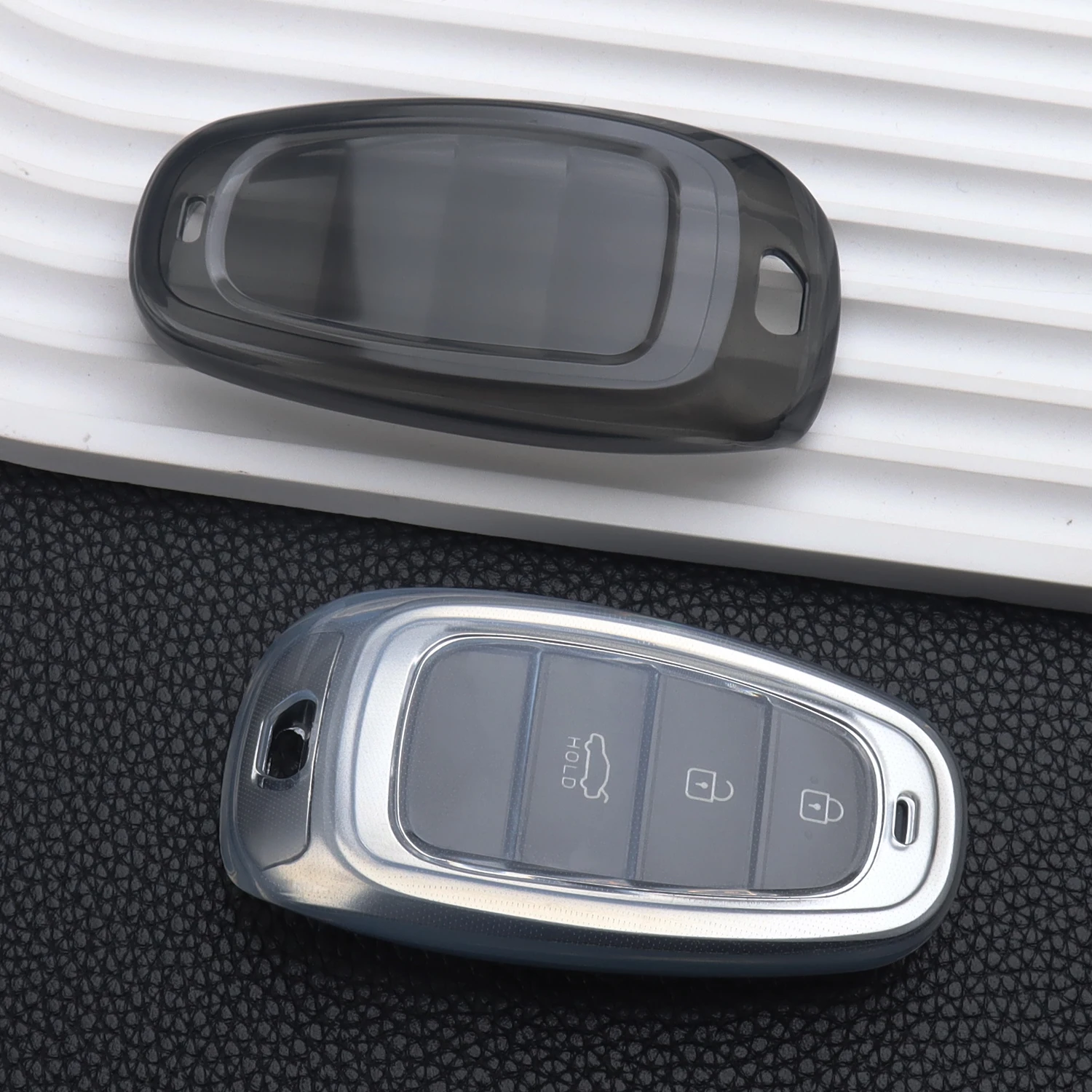 

For Hyundai Santa Fe Tucson 2022 NEXO NX4 Atos Solaris Prime 2021 TPU Car Key Case Cover Protector Shell Keychain Accessories