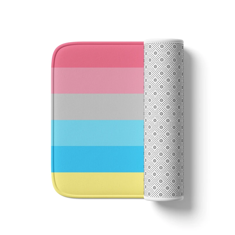 Aertemisi Genderflux Pride Flag Rainbow LGBT Bath Mat with Non Slip Base Absorbent Super Cozy Flannel Floor Rug Carpet
