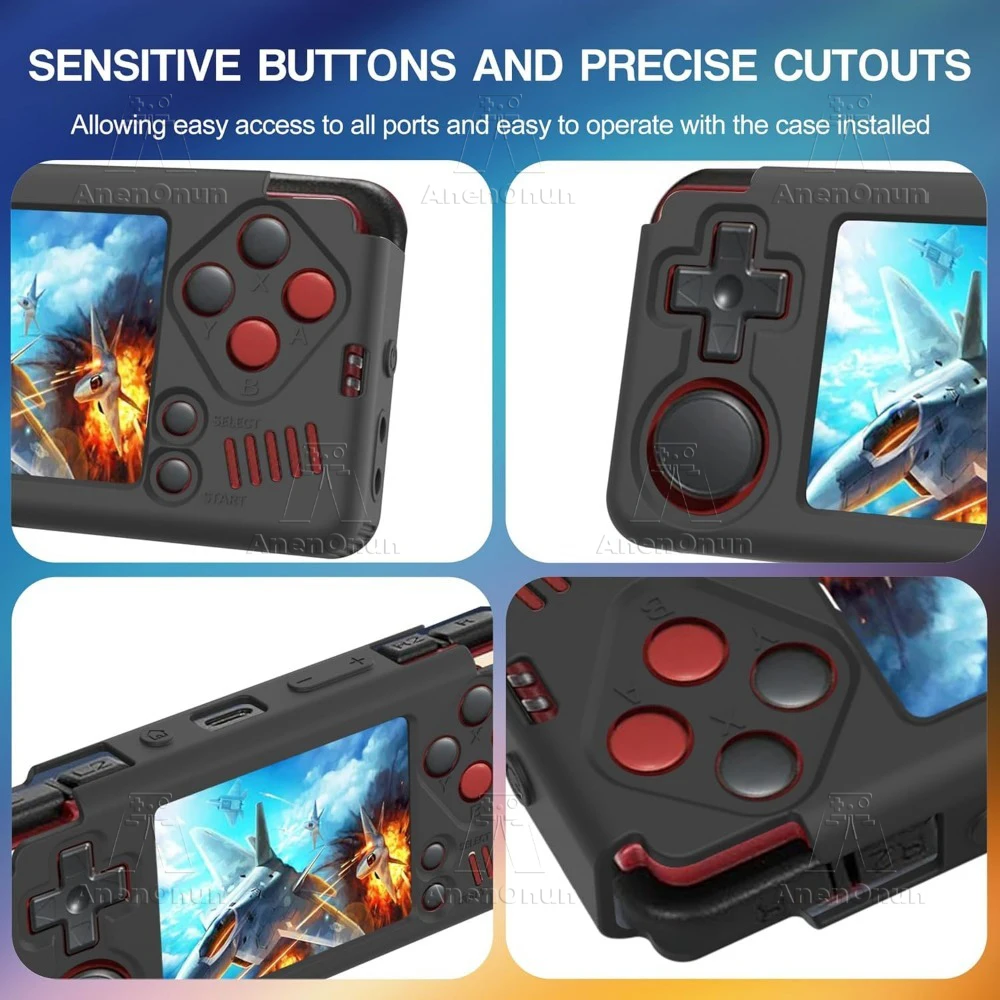 Miyoo A30 Full Protective Case with Lanyard Anti-fall Anti-scratch Anti-slip High Quality Black Silicone Soft Shell Cover Skin