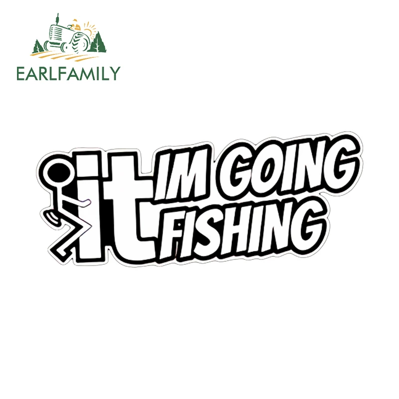 EARLFAMILY For going Fishing cartoon Car Stickers nice Amusing Cartoon Graphics Decals Scratch Proof Car Windshield Decoration