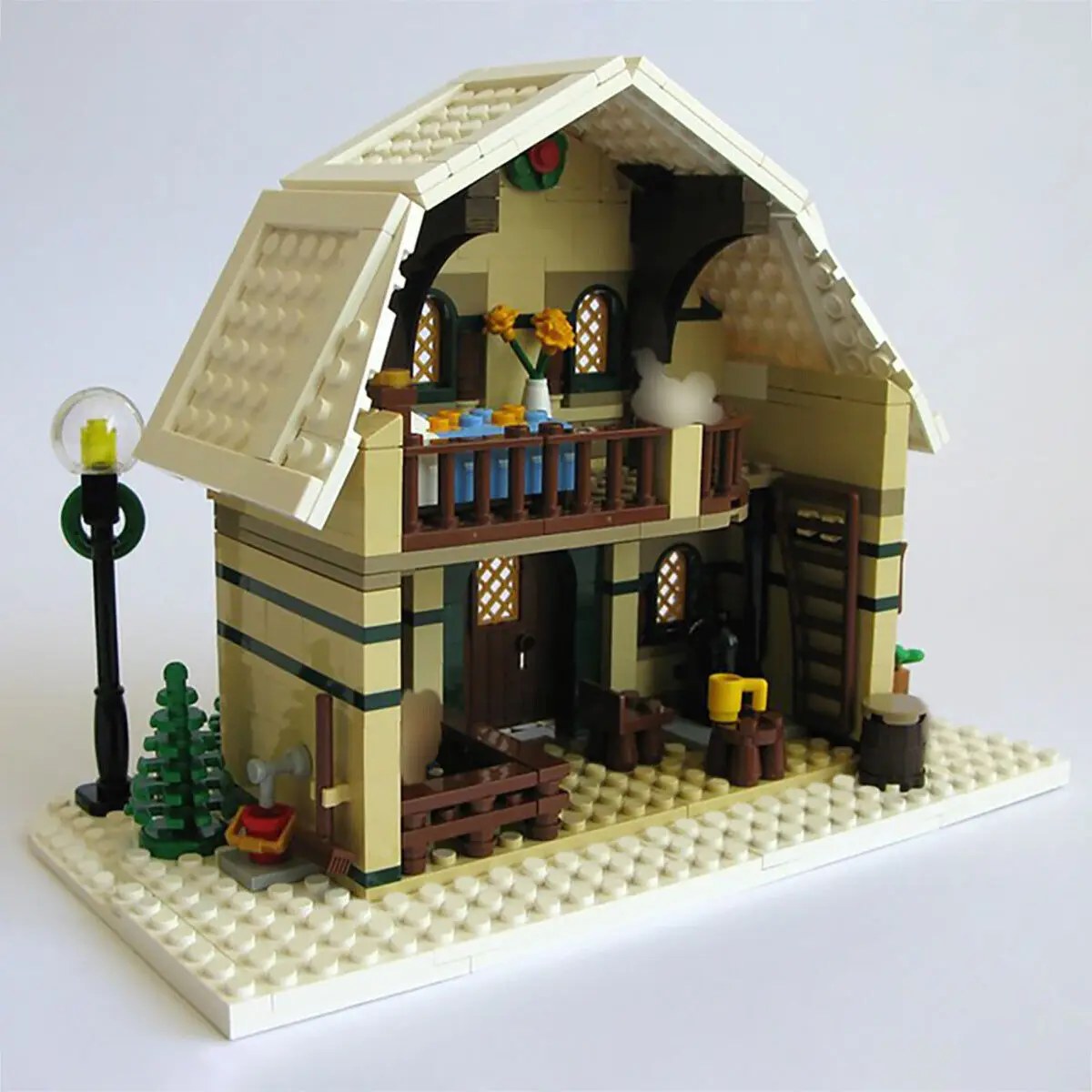 Modular Building: House and Barn for Winter Village Series 746 Pieces MOC Build