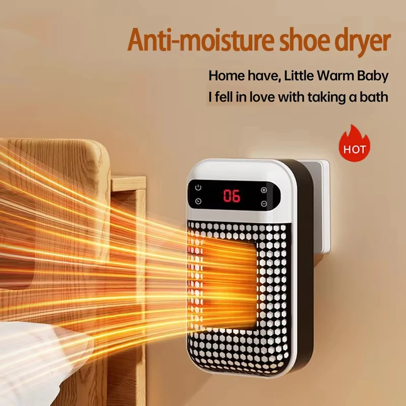 Wall Outlet Heater Plug-in Portable Household Electric Warmer Small Bathroom Heating Fans Home Heater with Remote Control