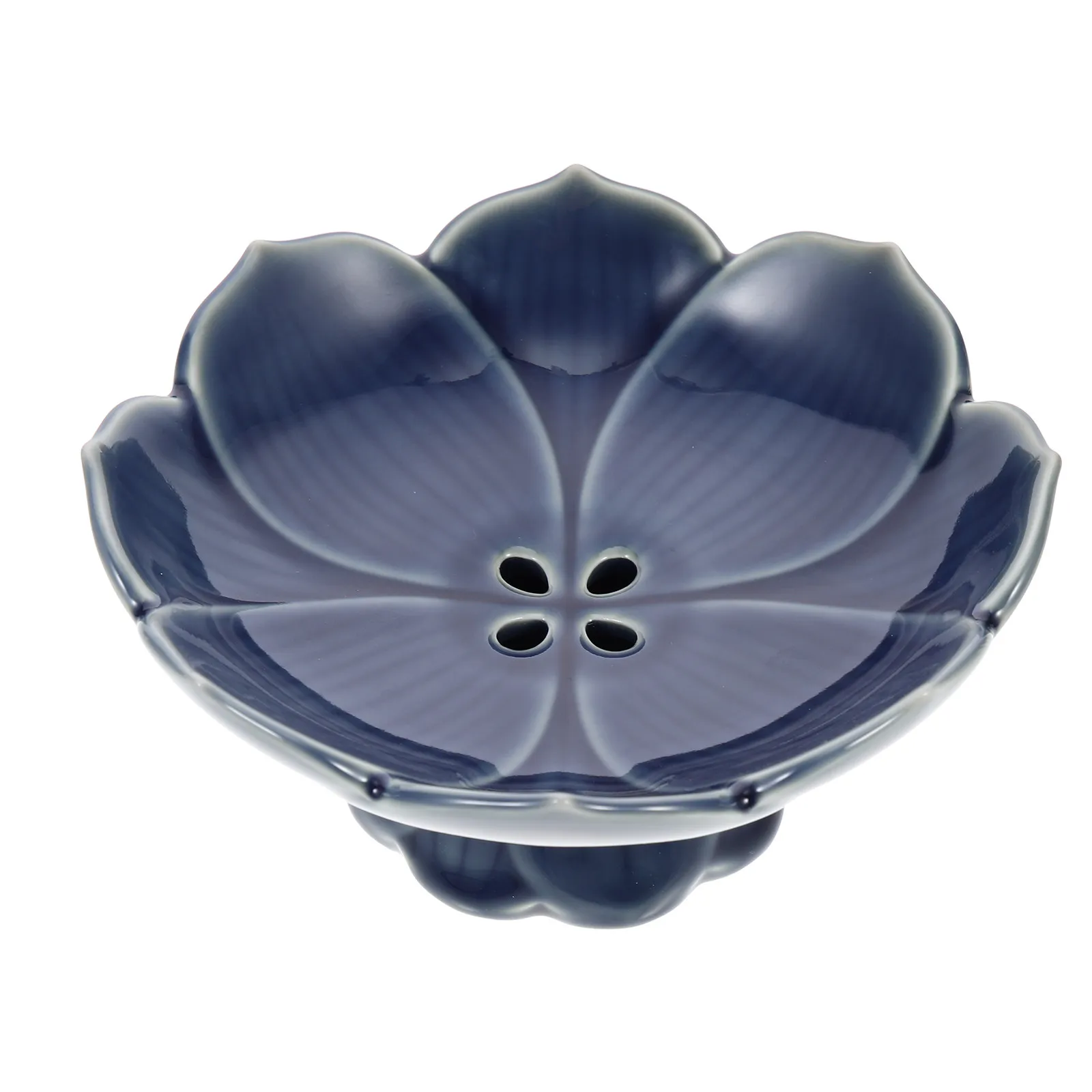 Chinese Style Lotus Ceramic Fruit Bowl High Base Multi Functional Serving Dish for Kitchen Counter Party Snacks Dessert Display