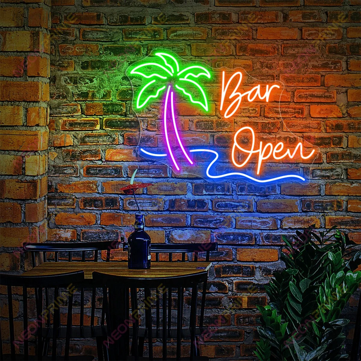 Custom Bar Neon Sign Beach Bar Open Neon Signs Bar Wall Decor Summer Neon Art Acrylic Night Lamp