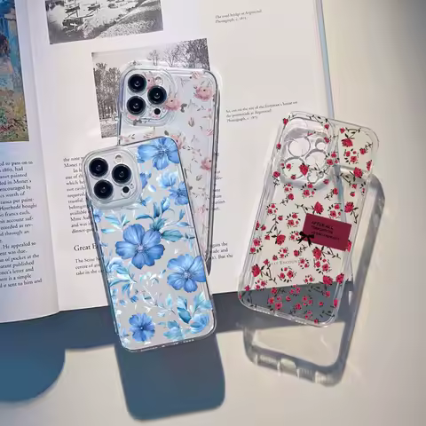 Pink Blue Flowers Phone Case For Samsung Galaxy A04 A04E A03S A10 A11 A20S A31 A22 A21S A7 A51 A71 M54 M23 Soft Clear Cover