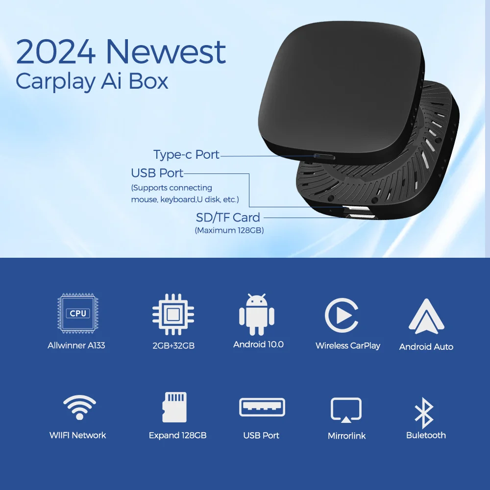 Carplay Ai Box Wireless Android Auto Smart TV Box sistema intelligente per Auto Android 10.0 per Mazda Volvo Benz Toyota Kia Ford MG VW