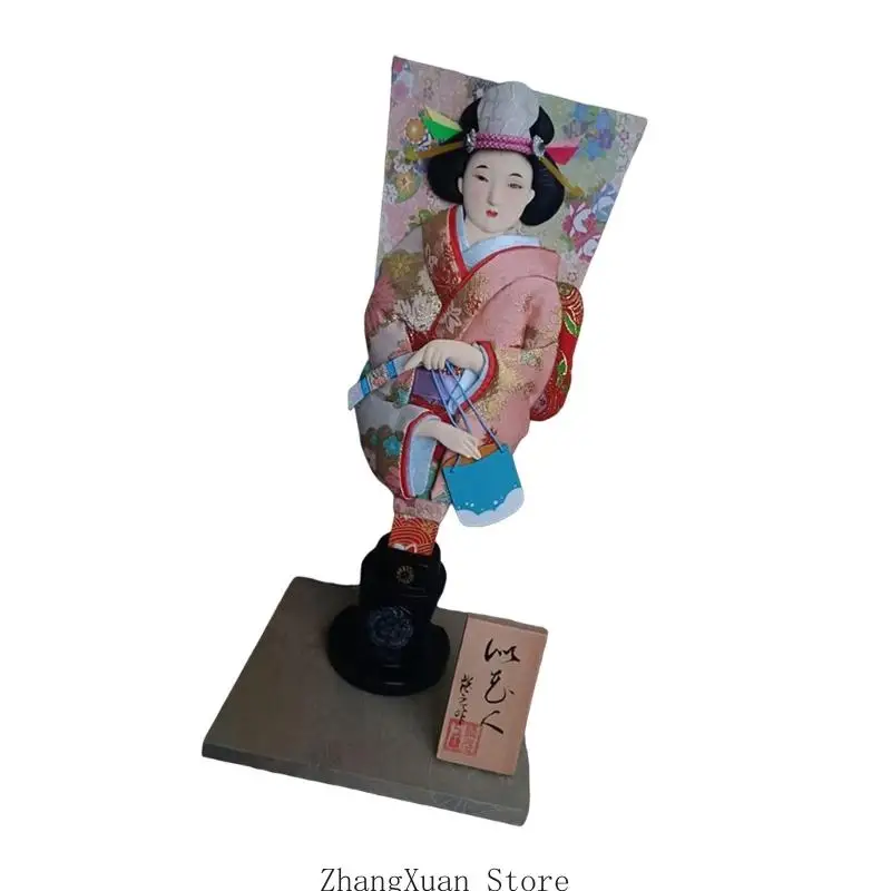 Traditionelle japanische Hagoita-Puppe, Stoff, Holz, Kunststück, Schreibtisch-Regal, Display, 3 x – Detail 7