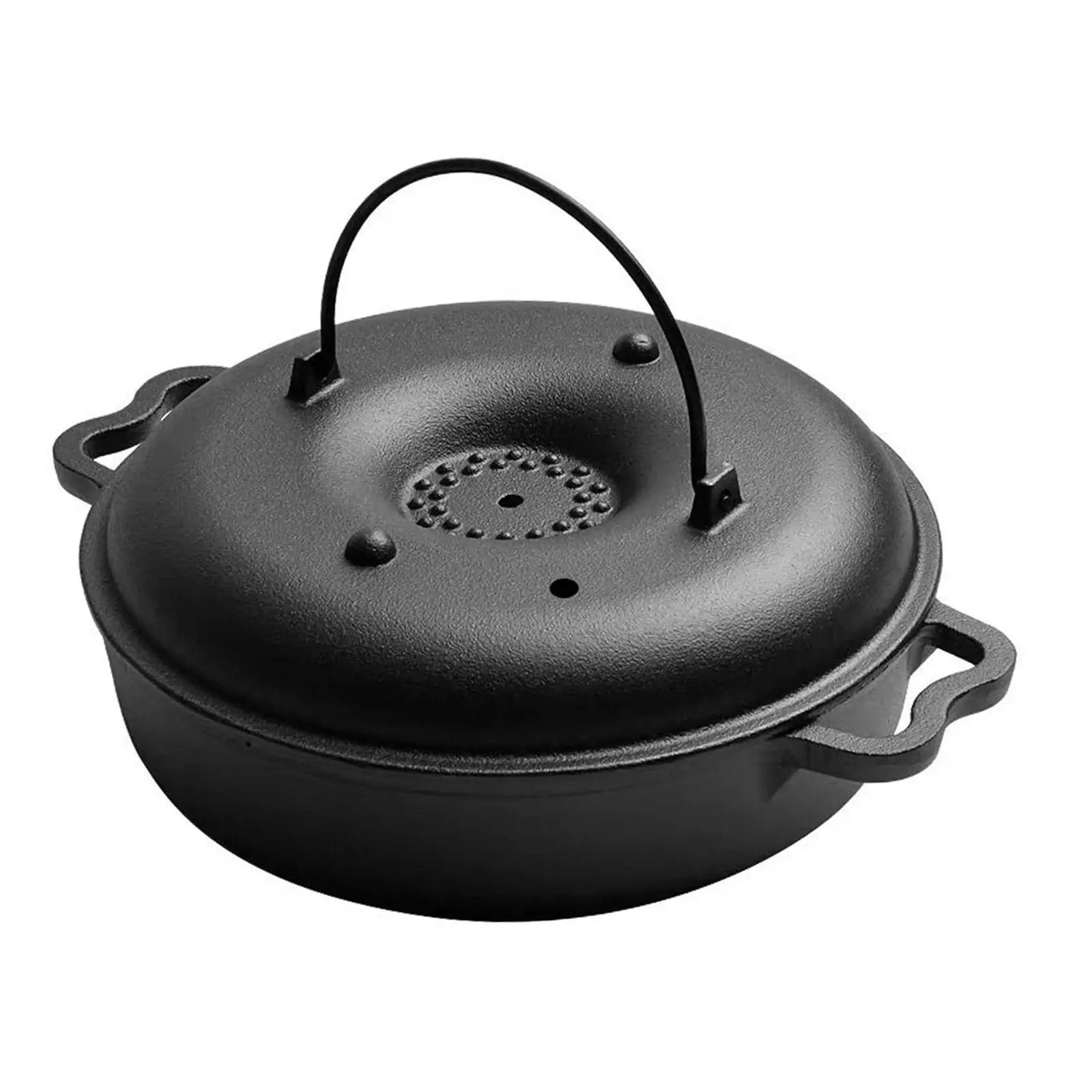 Cast Iron Sukiyaki Pot Oven Roaster Pan Grill Pan with Lid Cookware Nonstick