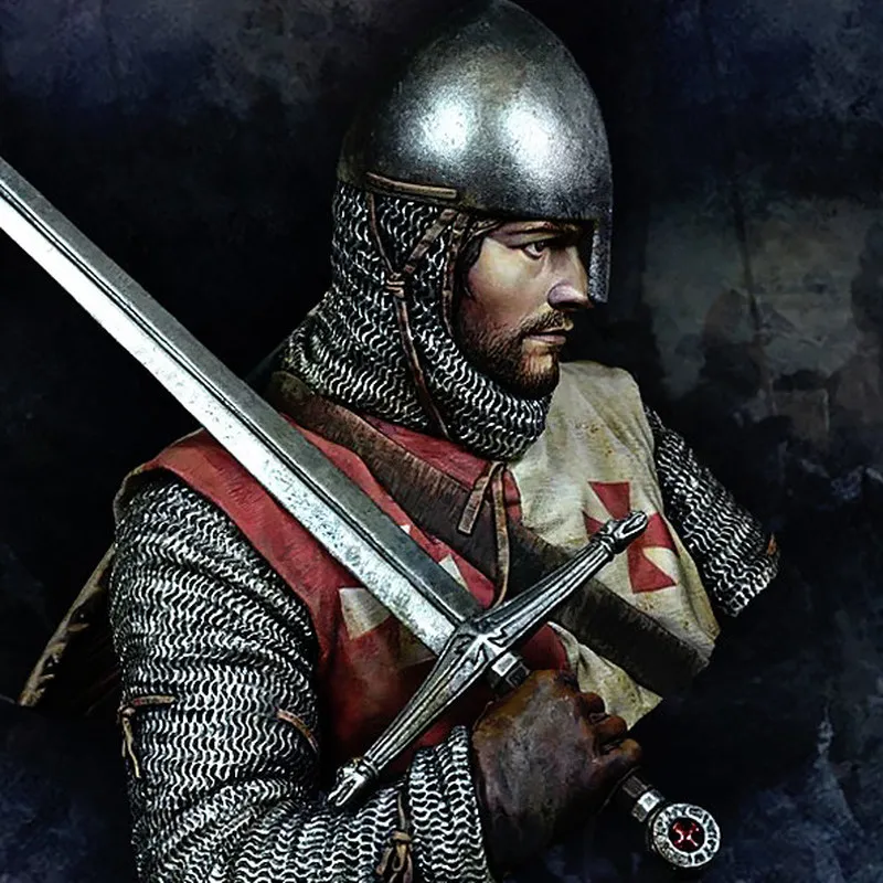 Figurine de chevalier médiéval en résine, buste Gk, Micro Miniature, modèle blanc imprimé en 3d, jouet, Kit non assemblé et non peint, 1/10