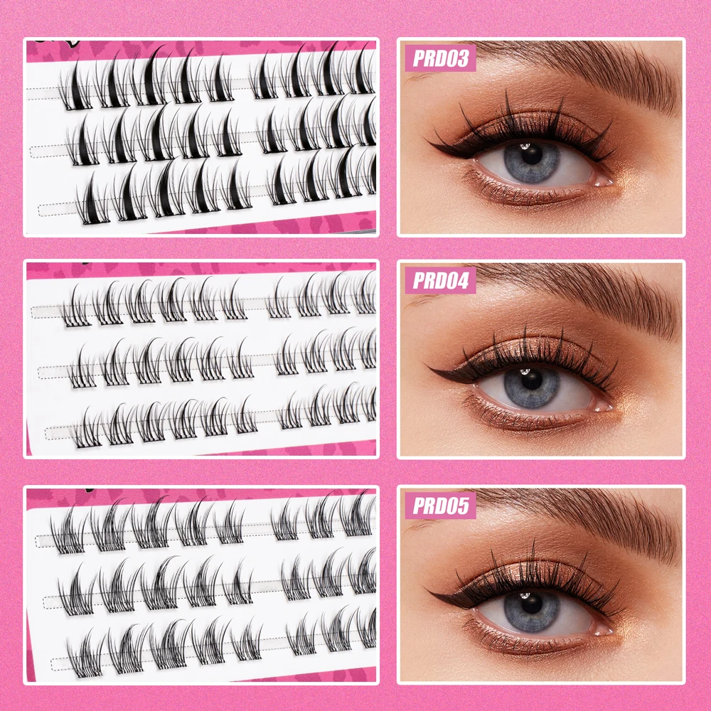 Vipuda Cluster Lashes No Glue Needed Press On False Mink Eyelashes Extension Single Segments Natural Cilios DIY Makeup Tool