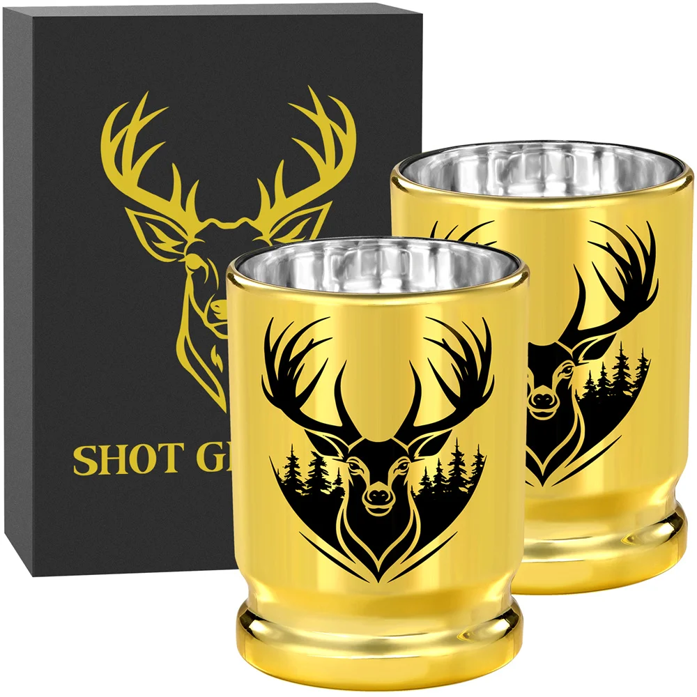 

Elk Decoration Golden Plastic Wine Cup Travel Drink Wine Glass Nightclub Bar Party Drinking Shot Glass Gift Set