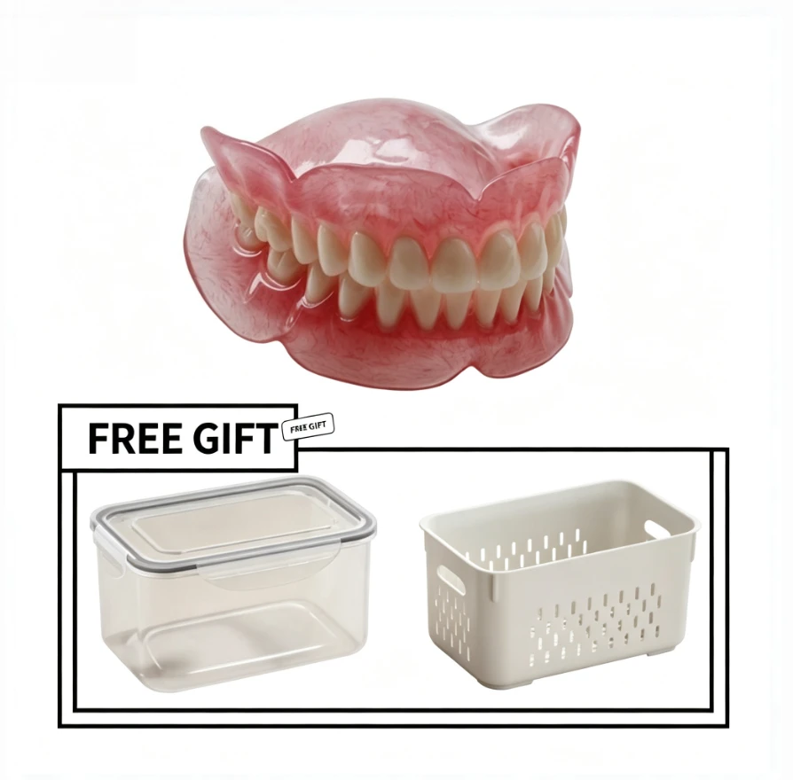 1:1 Simulation Full Denture Dental Teaching Model With Storage Case,Oral Preparation Practice Demonstration Tooth Model