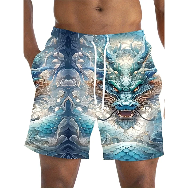 Fashion New Men\'s Sportswear Summer Casual Breathable Refreshing Suit Printed 3D Dragon Oversized Men\'s Loose Top Short Sleeve