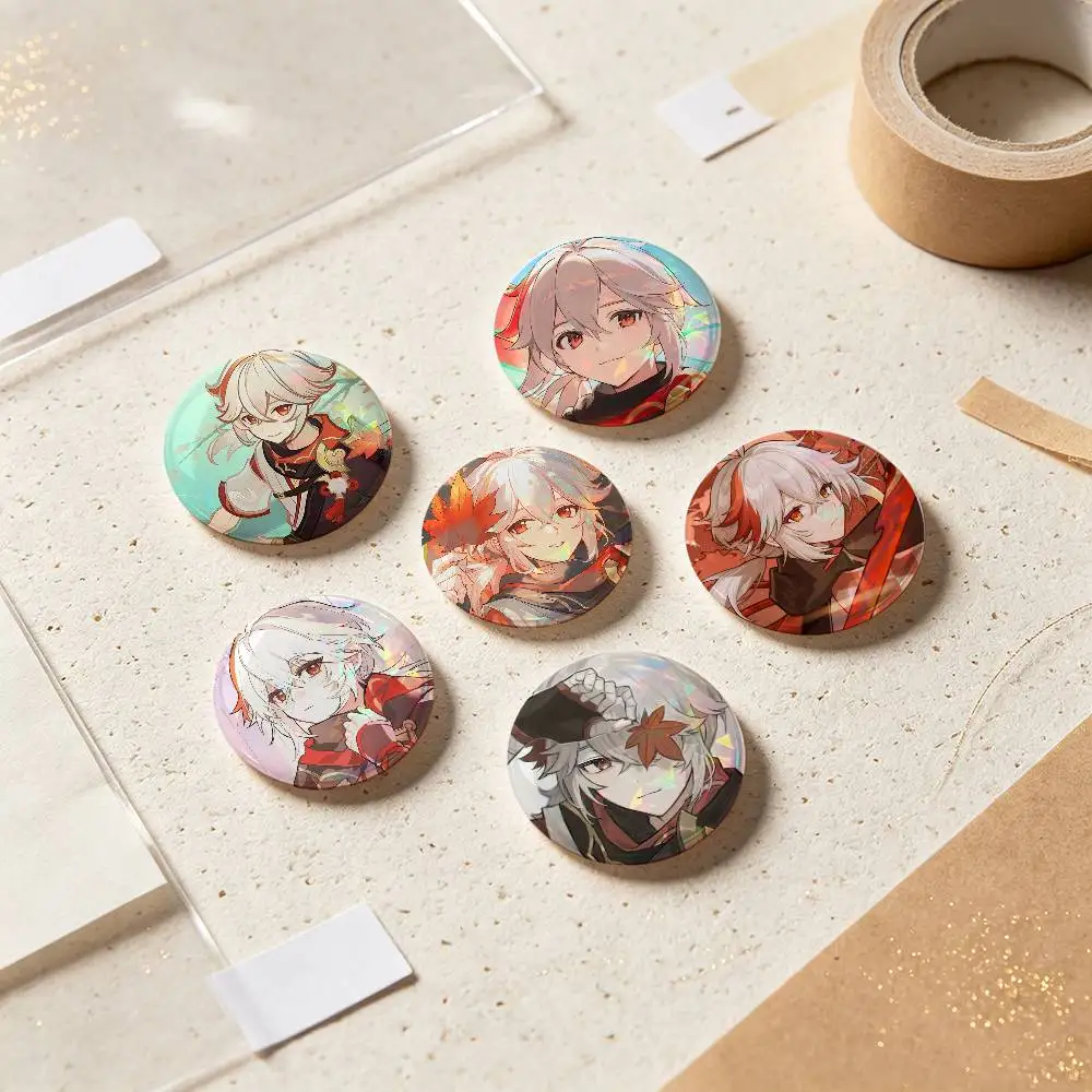Kaedehara Kazuha Genshin Impact Badges 25 32 44 58 75 Mm Round Cosplay Pin Bag Decor Fans Collect Friends Gifts Brooch Souvenir