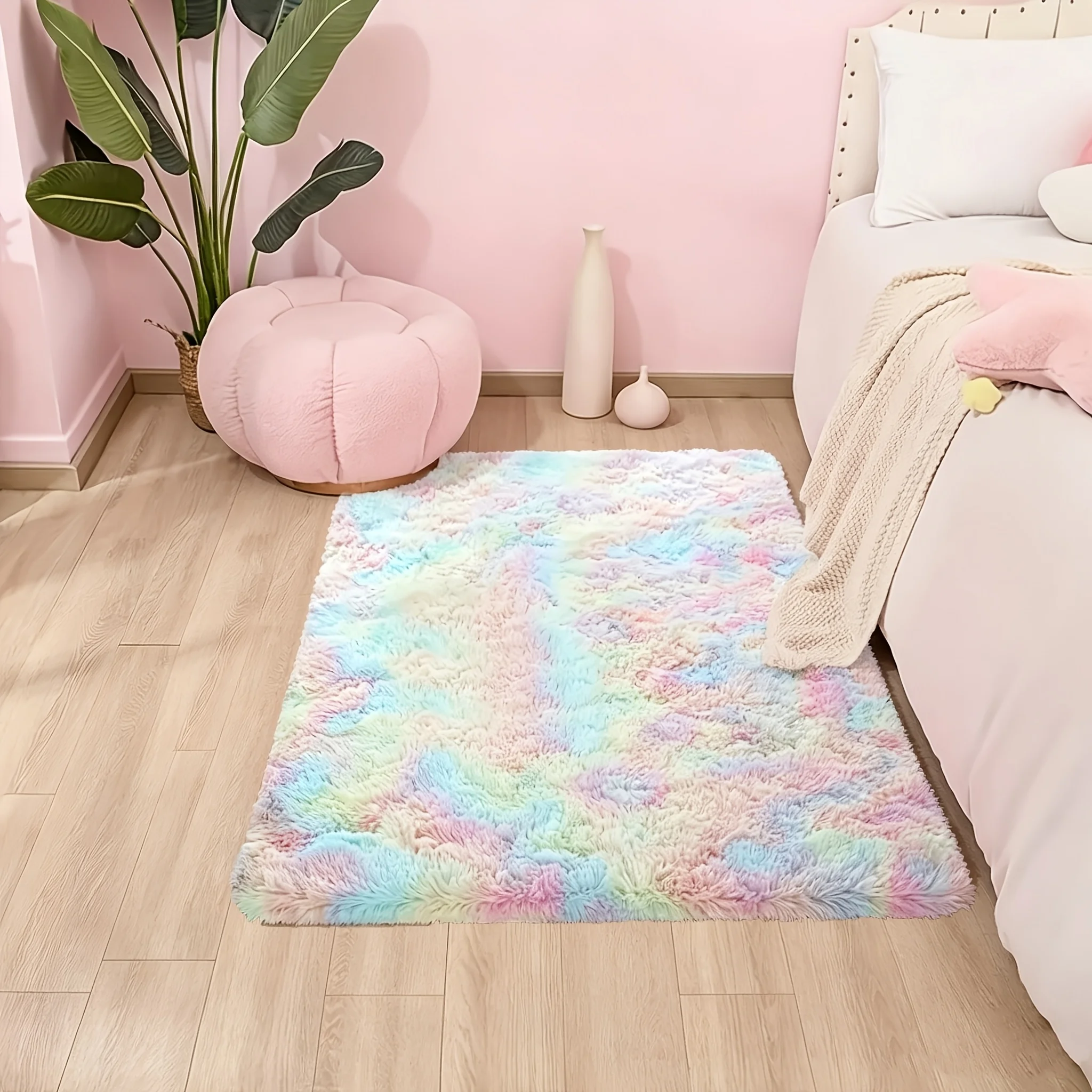 VIKAMA Kitchen Long Anti-Slip Floor Mat Soft Plush Bedside Rugs Carpet For Live Room Home Decor Tie-dye Fluffy Sofa Floor Mat