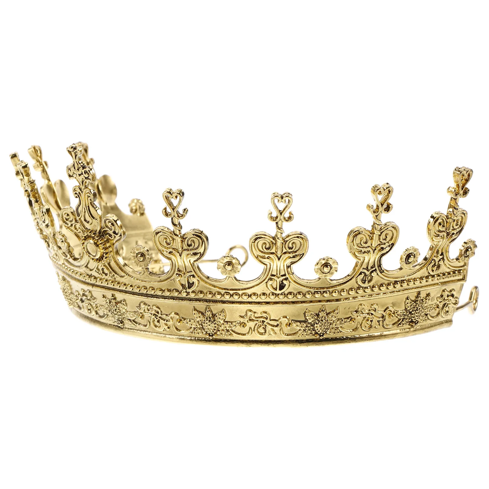 

Vintage Crown Headpiece for Men Adult Gold King Tiara Large Prom Headdress Durable Royal Wedding Party Accessories