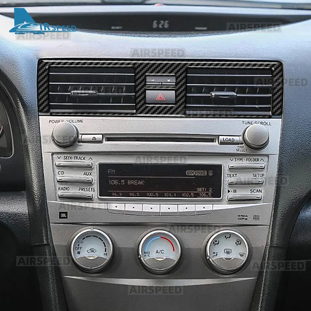 لتويوتا كامري 2007 2008 2009 2010 2011 ريال لينة ألياف الكربون ملصق LHD RHD سيارة التحكم المركزي مركز منفذ الهواء الإطار