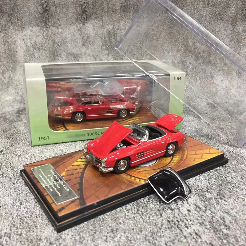 ZFC 1:64 Model samochodu SL Class MK 300SL Roadster (W198) Odlewany ze stopu aluminium Pojazd z otwartymi drzwiami - czerwony