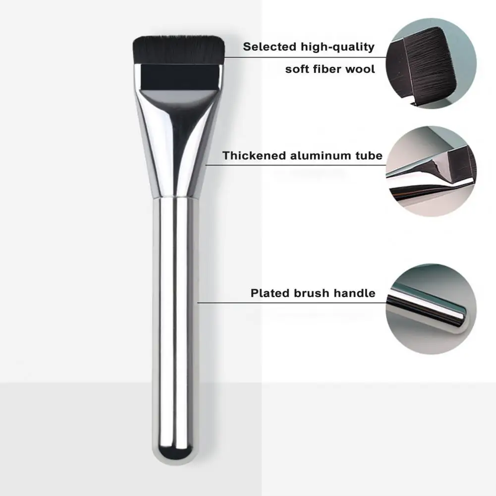 Makeup Brush Set with Silicone Brush Cover Smooth Application Silver Masque Brush Trace-less Foundation Makeup Brush for Easy