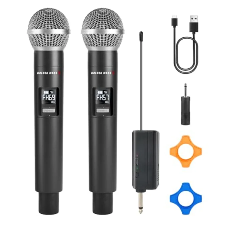 

Wireless Microphones - AI Auto Match Channel Mics, Upgraded 2.4GHz 500FT Extra-Long Range Stable Receiving Rechargeable Microfo