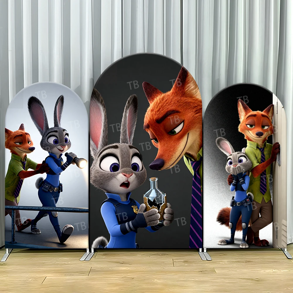 

Zootopia Judy Nick Mystery Arch Backdrop Cover Evidence Scene For Kids Birthday Party Thrilling Cartoon Theme Photo Booth Decor