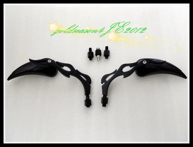 Motorcycle Black Flame Teardrop Side Mirrors w/ 8MM 10MM Thread  for HARLEY HONDA KAWASAKI SUZUKI YAMAHA