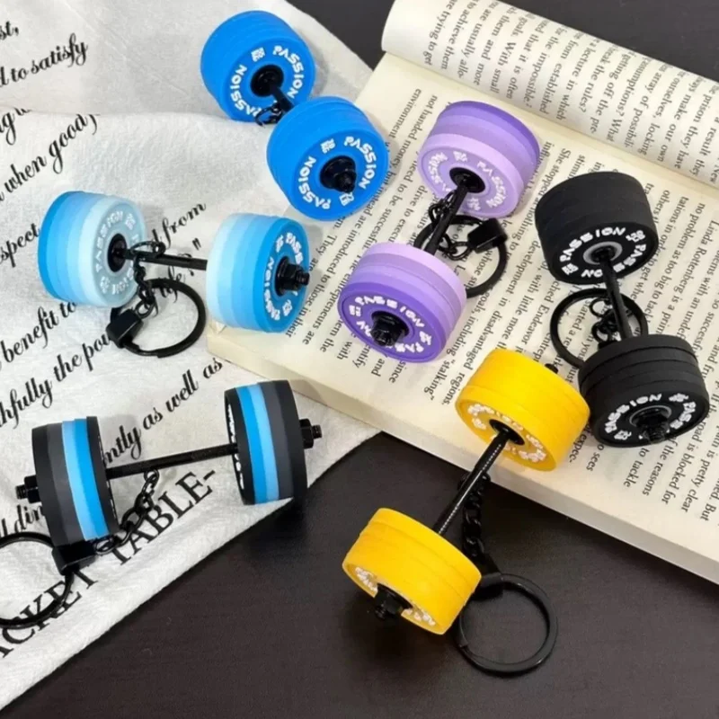 Fitness Keychain Gym Barbell Keychain Weightlifting Keyring Silicone Motivational Weightlifting Gift