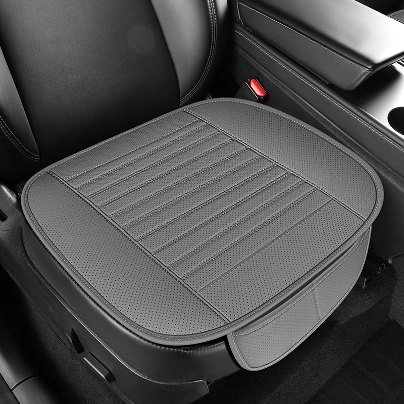 Car Seat Cushion PU Leather Breathable Anti-Slip Universal Fit Front Bottom Pad for Sedan SUV Hatchback Interior Seasons Car Mat