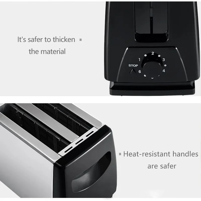 Bread toaster, household breakfast toaster - multifunctional toaster bread heater