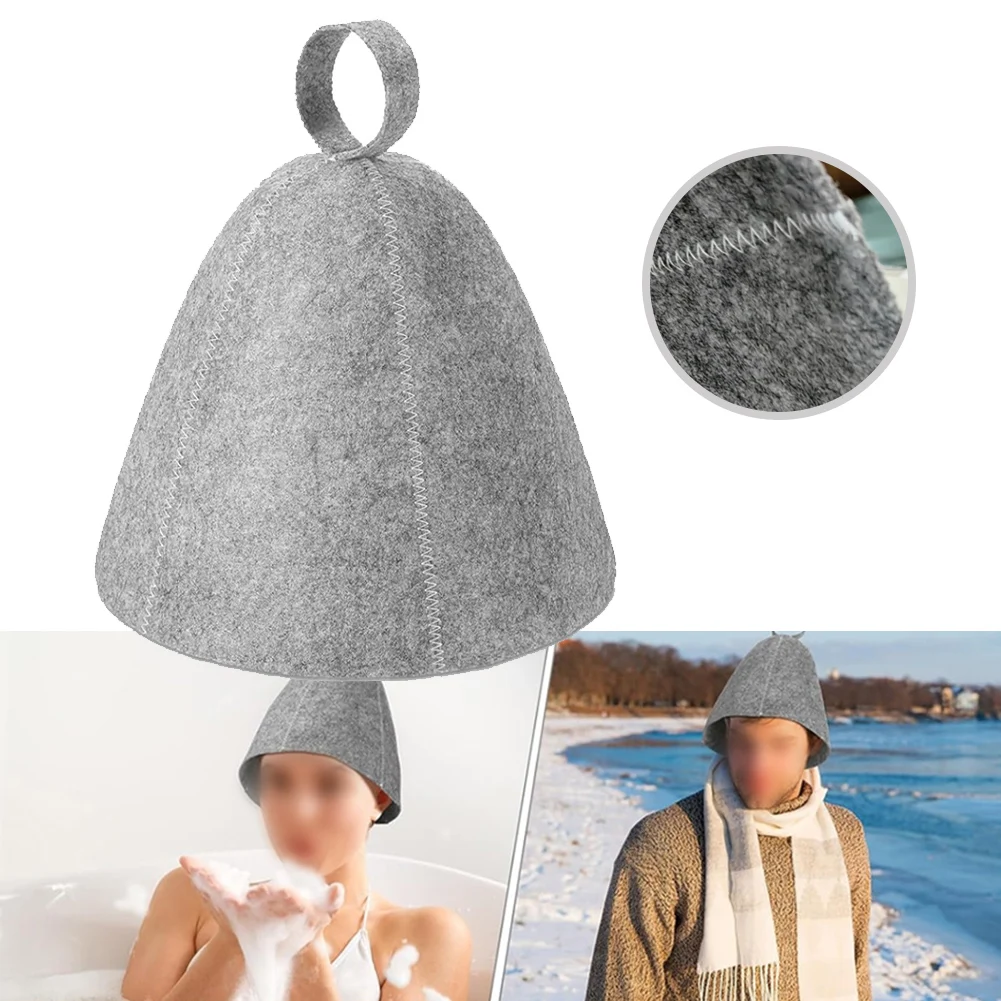 sauna Anti Heat Sauna Hat Thicken Wool Felt Shower Cap Hair Turban Quickly Towel Drying Towel Hats Sauna Bathroom Accessories