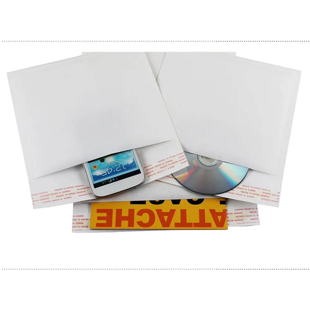 White Kraft Bubble Film Envelope Bags 150x180 Padded Mailing Bags Lightweight Damage Protection for Office Home Shipping