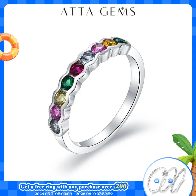 

ATTAGEMS Round Shaped 2.5mm Create Corundum Ring for Women Man 100% 925 Sterling Silver Christmas Ring Top Fine Jewerly Party