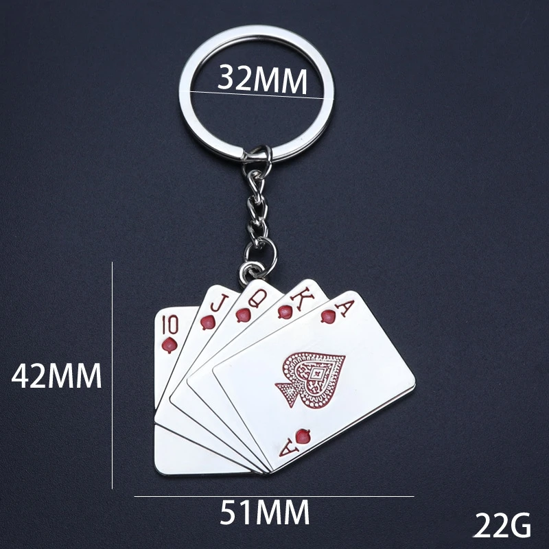 Fashion 2 Colors Personality Poker Keychain Metal Simple Keyring Geometry Stainless Steel Key Chain Backpack Creative Gifts