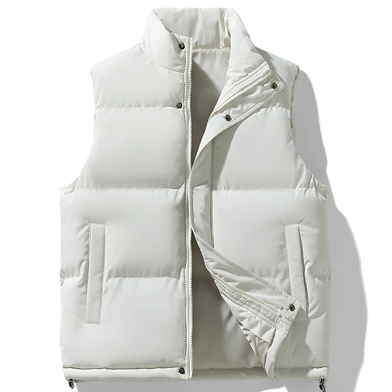 Chaleco de pesca con cuello levantado, chaleco para exteriores, chaleco de algodón para hombre, abrigo grueso de otoño e invierno, chaleco cálido