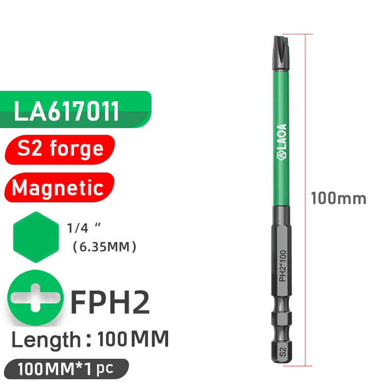 LAOA Sterke magnetische kruiskopschroevendraaier S2 schroevendraaierbit voor elektriciens PH2