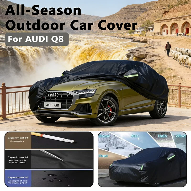 

Всесезонный автомобильный чехол для AUDI Q8 — полная защита на открытом воздухе, водонепроницаемый, пылезащитный, термостойкий