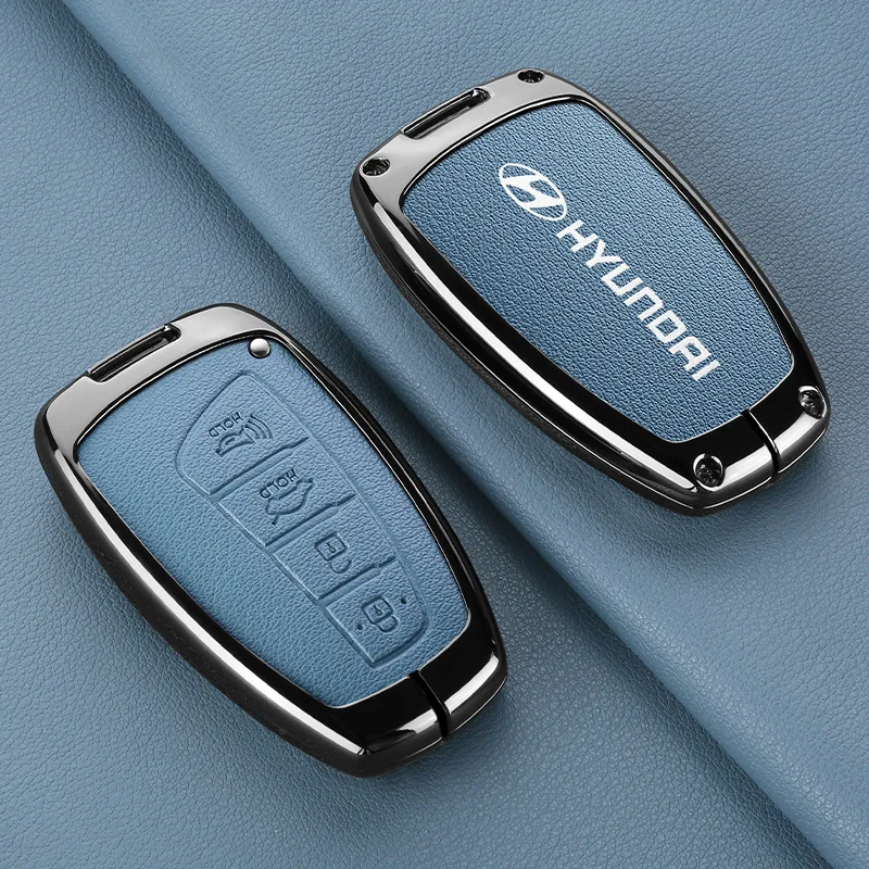 3/4 Tasten Zinklegierung Leder Auto Fernbedienung Schlüsseletui für Hyundai Grand Santa Fe 3 DM Ix45 Ix35 Genesis DH Grandeur Azera HG Equus