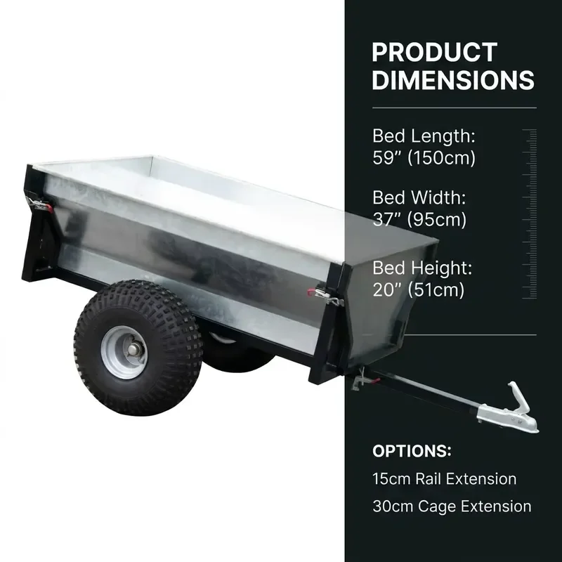 Heavy Duty Galvanized Steel Utility Trailer for ATV UTV Farm Ranch Garden Hauling Cargo Transport Equipment with High Load