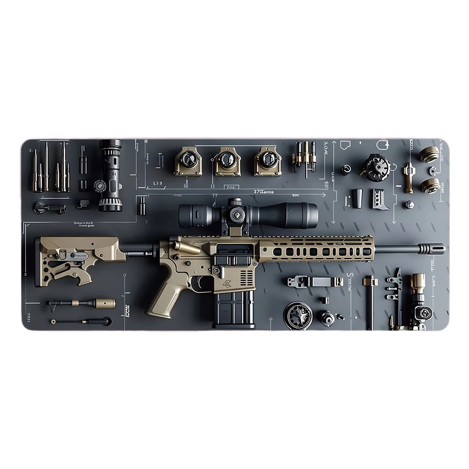 لوحة ماوس بتصميم مسدس رائع، قاعدة مطاطية كبيرة مضادة للانزلاق، ملحقات مكتب الكمبيوتر، لوحة ماوس للمكاتب والألعاب، حصيرة ديكور لوحة المفاتيح #4