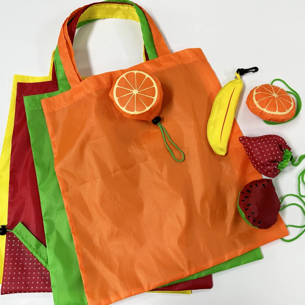 

Various Fruits Shape Polyester Shopping Bag Reusable Durable Pretty Versatile Storage Bag Stylish Gift Bag for Daily Life